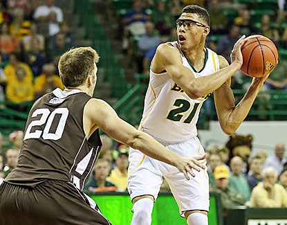Isaiah Austin, a McDonald's All-American, gives Baylor fans a scare after going to the ground with a sprained ankle. (US Presswire)