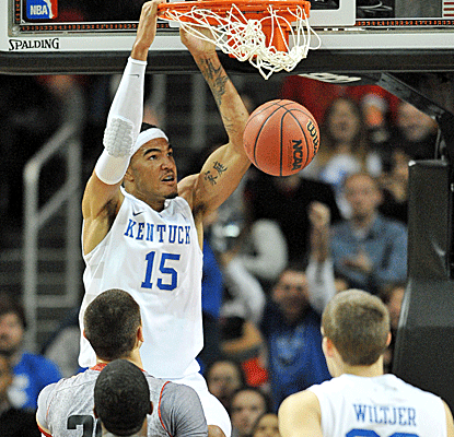 Kentucky does what Kentucky does, getting out in the open floor for highlight-reel plays in holding off Maryland.  (Getty Images)