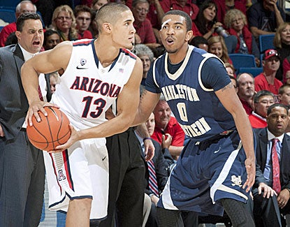 Nick Johnson (12 points, 6 assists) and Arizona get all they can handle from Charleston Southern. (US Presswire)