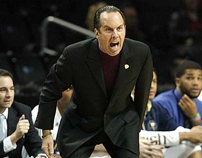Notre Dame coach Mike Brey calls out to his team during the Irish's win over BYU on Saturday. (AP)