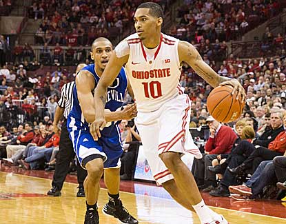 Ohio State's LaQuinton Ross, who had eight points and two boards, drives past Will Weeks. (US Presswire)