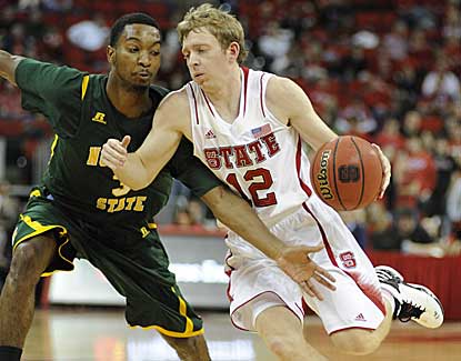 NC State guard Tyler Lewis scores six points in NC State's 84-62 win over Norfolk State. (US Presswire)