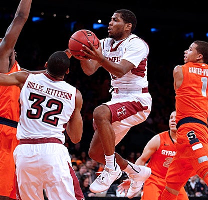 While 8 of 17 from the floor, Khalif Wyatt goes 15 of 15 from the free-throw line for Temple. (AP)
