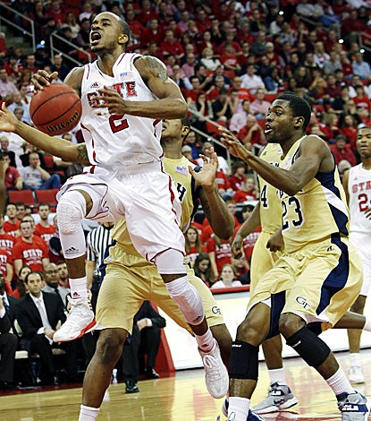 Lorenzo Brown drives to the basket for two of his 21 points against Georgia Tech. (AP)