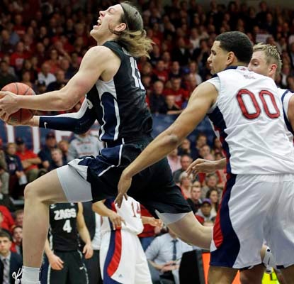 Gonzaga's Kelly Olynyk adds 17 points as the Bulldogs build a two-game lead over the Gaels in the WCC.  (AP)