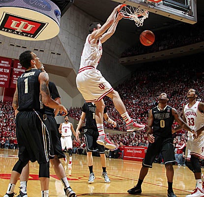 Will Sheehey slams home 2 of his career-high 22 points as Indiana rolls past Purdue in Bloomington. (US Presswire)