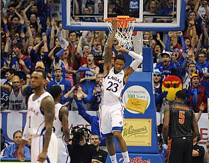 Kansas guard Ben McLemore dunks for two of his 13 points as the Jayhawks blast Texas. (US Presswire)