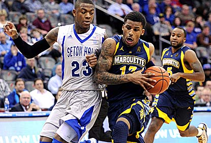 Vander Blue leads the offense with 19 points as Marquette outrebounds Seton Hall 43-24. (AP)