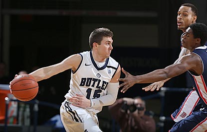 Butler's Rotnei Clarke leads all players with 16 points, and reaches double figures for the 20th time this season.  (US Presswire)