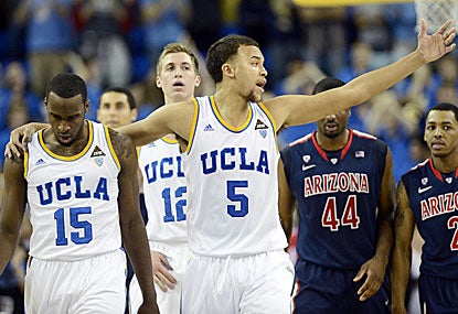 Shabazz Muhammad (left), who scores 18 points, and Kyle Anderson celebrate UCLA's win over No. 11 Arizona. (USATSI) 