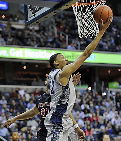 Georgetown's Otto Porter Jr. goes in for two of his team-high 28 points during the win over Big East foe Rutgers. (AP)