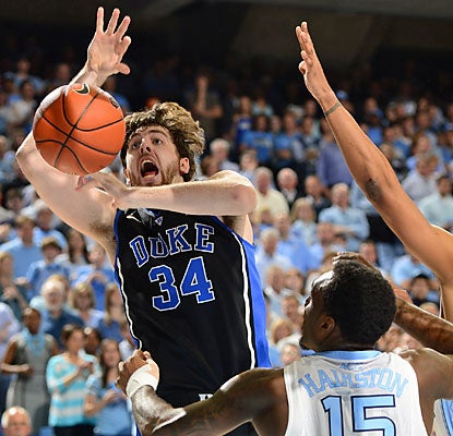 Ryan Kelly battles foul trouble early on and finishes with just eight points in 28 minutes of action for Duke. (USATSI) 