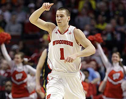 Ben Brust scores 11 points in the second half to help Wisconsin get past Michigan in the Big Ten quarterfinals. (AP)