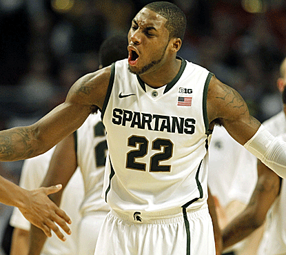 Michigan State gets a scare from Iowa, but a late push gets the Spartans into the Big Ten semis.  (Getty Images)