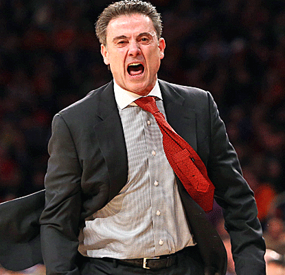 Rick Pitino is fired up after Louisville erases a big deficit to win its third Big East title.  (USATSI)