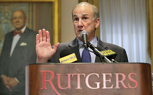 Rutgers president Robert Barchi said he regrets not viewing the video when he was told about it in November. (AP)