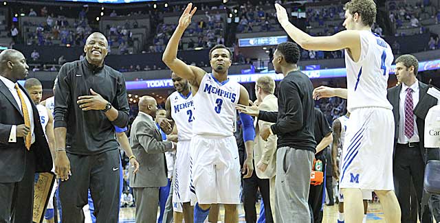 The Tigers, led by Chris Crawford (3), celebrate as another comeback win is secured. (USATSI)