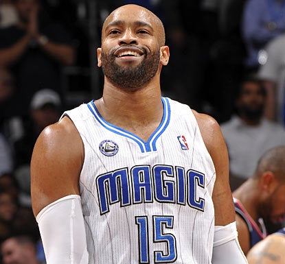 Vince Carter has plenty to smile about, scoring 19 points with two big buckets to help the Magic beat the Hawks once again.  (Getty Images)