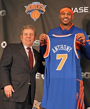 James Dolan probably isn't worried about the NBA's lesser franchises now that he has Carmelo Anthony. (Getty Images)