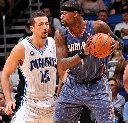 Stephen Jackson looks for an opening Sunday in the Bobcats' loss in Orlando. (Getty Images)