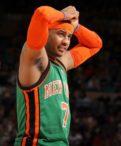 The Knicks' 7-9 record since acquiring Melo has many thinking New York made a bad choice. (Getty Images)