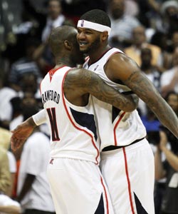 After being moved to SF, Josh Smith (right) comes alive and posts 23 points, 16 rebounds and eight assists. (US Presswire)