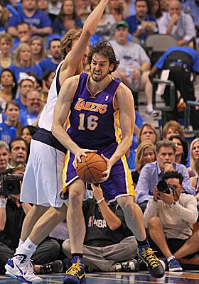 Gasol averaged just 13.1 points and 7.8 rebounds in 10 playoff games, taking much of the criticism for the Lakers' struggles. (US Presswire)