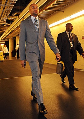 NBPA president Derek Fisher is dealing with both owners in labor talks and players mulling decertification. (Getty Images)