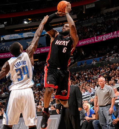LeBron James scores 27 to lead all scorers in a losing effort for the Heat. (Getty Images)