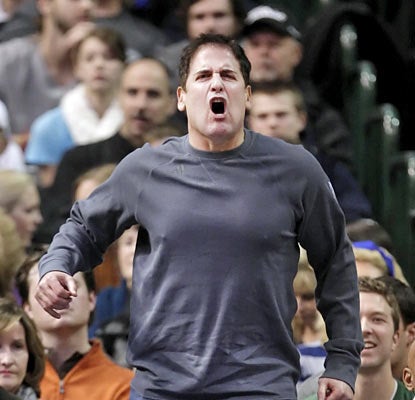 Mavericks owner Mark Cuban is far from pleased as he watches his team begin the season winless after two games. (AP)