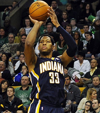 Danny Granger helps the Pacers pick up a victory in Boston by leading the team with 15 points. (US Presswire)