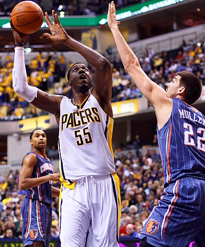 Roy Hibbert lifts the Pacers over Charlotte with 20 points and eight rebounds. (US Presswire)