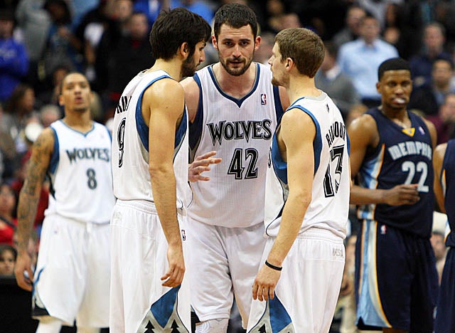 Kevin Love (42) appreciates Rubio, though the Spaniard hasn't cracked the starting lineup yet. (US Presswire)