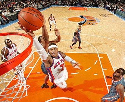 Carmelo Anthony gives the Knicks some breathing room with 12 points in the third quarter and finishes with 27. (Getty Images)