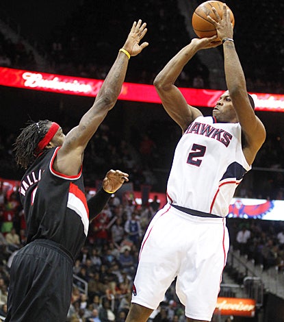 Joe Johnson paces the Hawks to their victory by scoring a game-high 24 points against Portland. (US Presswire)