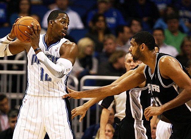 Howard easily racked up 24 points and 25 boards vs. Tim Duncan's Spurs on Wednesday. (Getty Images)