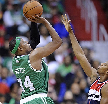 Paul Pierce just misses a triple-double (34 points, 10 assists, and eight rebounds) in the Celtics' win. (AP)