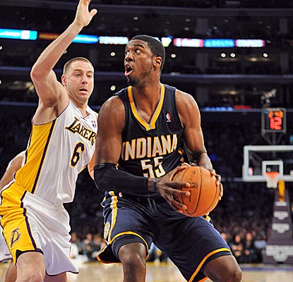 Roy Hibbert leads a balanced Pacers scoring attack with 18 points while also adding eight rebounds.  (Getty Images)
