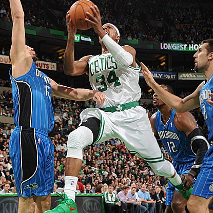 Paul Pierce provides a game-high 19 points as the Celtics hold the Magic to a franchise-low in points and field goals. (Getty Images)