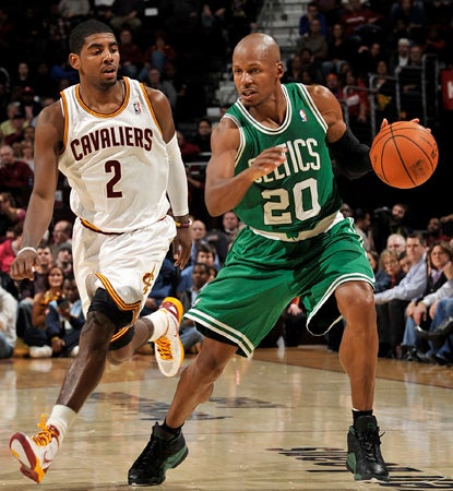 Ray Allen scores all of his 12 points in the third quarter in a close one against the Cavaliers. (Getty Images)