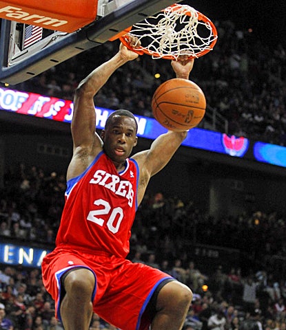 Jodie Meeks scores 10 points against the Hawks, one of six 76ers scoring in double-digits. (US Presswire)