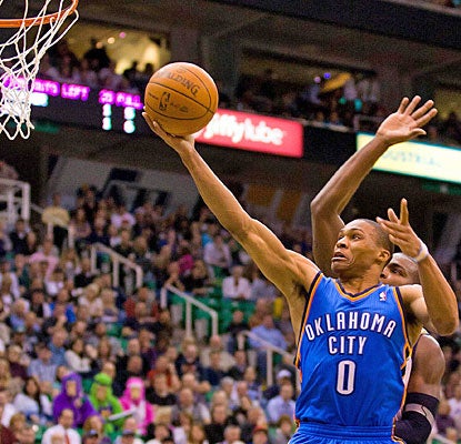 Russell Westbrook (28 points) averages over 30 against the Jazz in the last three games. (US Presswire)
