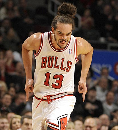 Joakim Noah is feeling quite the sharpshooter after nailing a jumper during his triple-double performance.  (US Presswire)