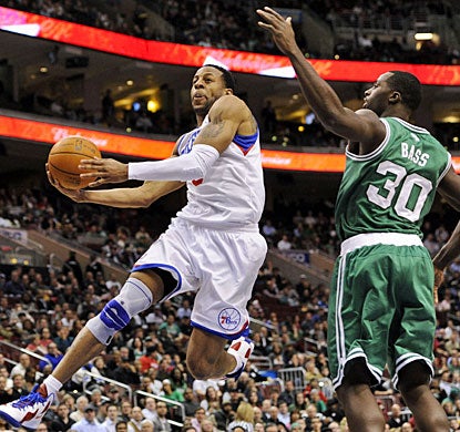 Andre Iguodala nearly gets a triple-double and  is one of six Philadelphia players to score in double digits.  (US Presswire)