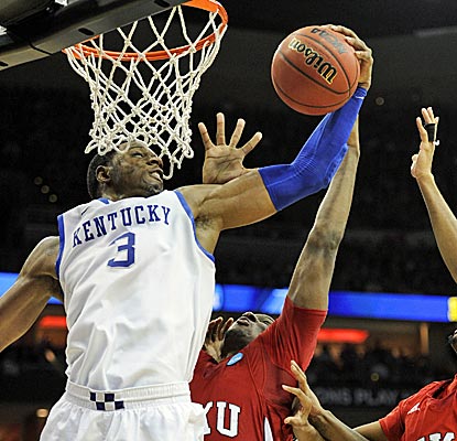 Terrence Jones scores 22 points and grabs 10 rebounds as Kentucky cruises in the round of 64.  (US Presswire)