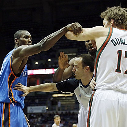 The Thunder's victory over the Bucks featured seven technical fouls and one ejection.  (AP)