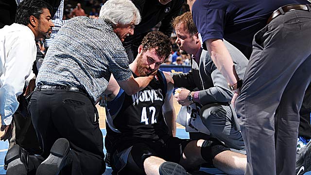 Kevin Love sustained a mild concussion when he took an inadvertent elbow from JaVale McGee. (Getty Images)