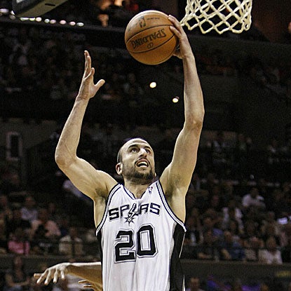 Manu Ginobili is one of three Spurs to score at least 20 points in their win against the Lakers, San Antonio's sixth straight.  (Getty Images)