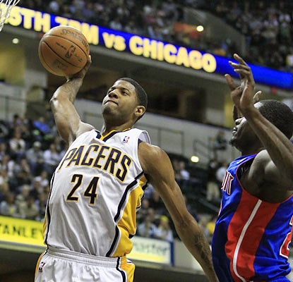 Paul George carries the Pacers to victory as he scores 12 of his 27 points in the final quarter of action. (AP)