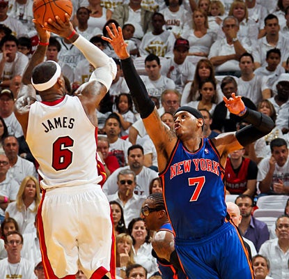 LeBron James torments the Knicks through just three quarters of work and finishes with 32 points on 10 of 14 shooting.  (Getty Images)